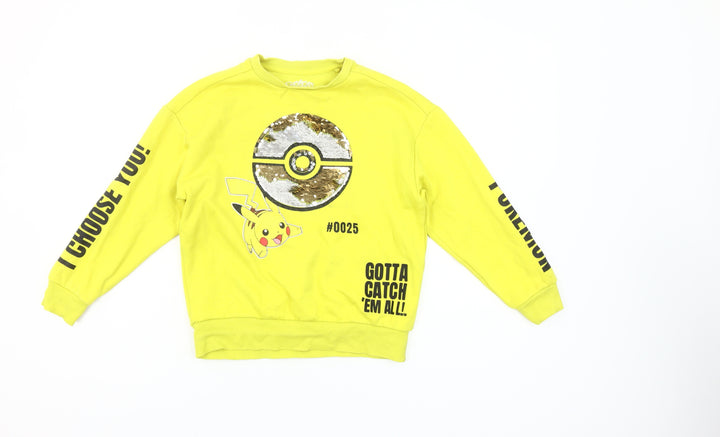 Pokémon Girls Yellow Pikachu Sequin Pullover Sweatshirt 8 Years