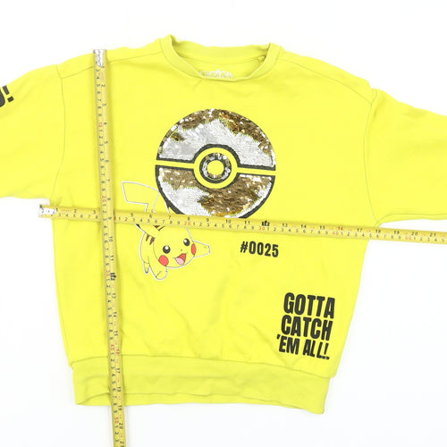 Pokémon Girls Yellow Pikachu Sequin Pullover Sweatshirt 8 Years