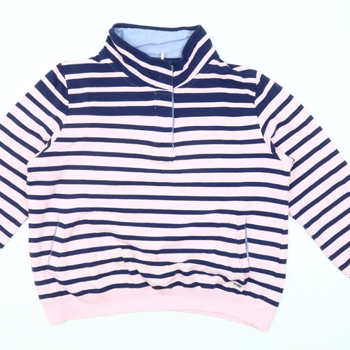 Paco Coastal Collection Womens Pink Navy Striped Cotton Pullover Sweatshirt Size 16