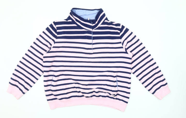 Paco Coastal Collection Womens Pink Navy Striped Cotton Pullover Sweatshirt Size 16