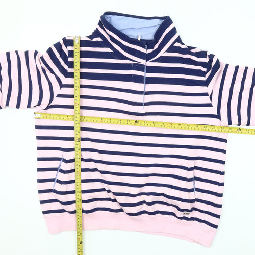 Paco Coastal Collection Womens Pink Navy Striped Cotton Pullover Sweatshirt Size 16