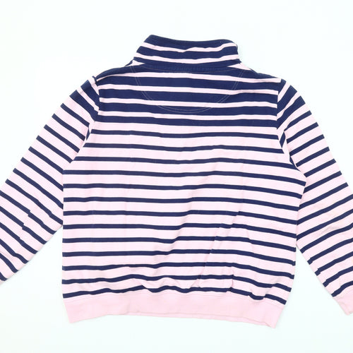 Paco Coastal Collection Womens Pink Navy Striped Cotton Pullover Sweatshirt Size 16