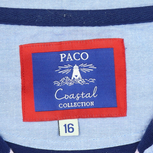 Paco Coastal Collection Womens Pink Navy Striped Cotton Pullover Sweatshirt Size 16