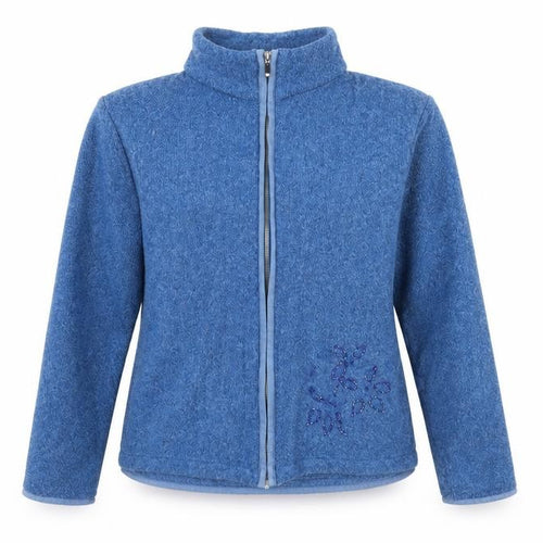 Brandtex Women Blue Size 14 Full Zip Embellished Fleece Jacket