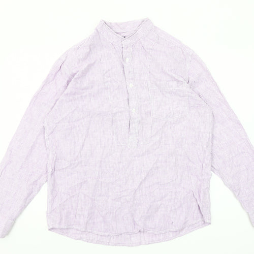 St Bernard for Dunnes Men’s Lilac Striped Linen Cotton Button-Up Shirt M 38-40"