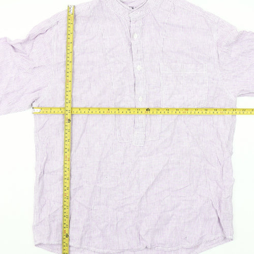 St Bernard for Dunnes Men’s Lilac Striped Linen Cotton Button-Up Shirt M 38-40"