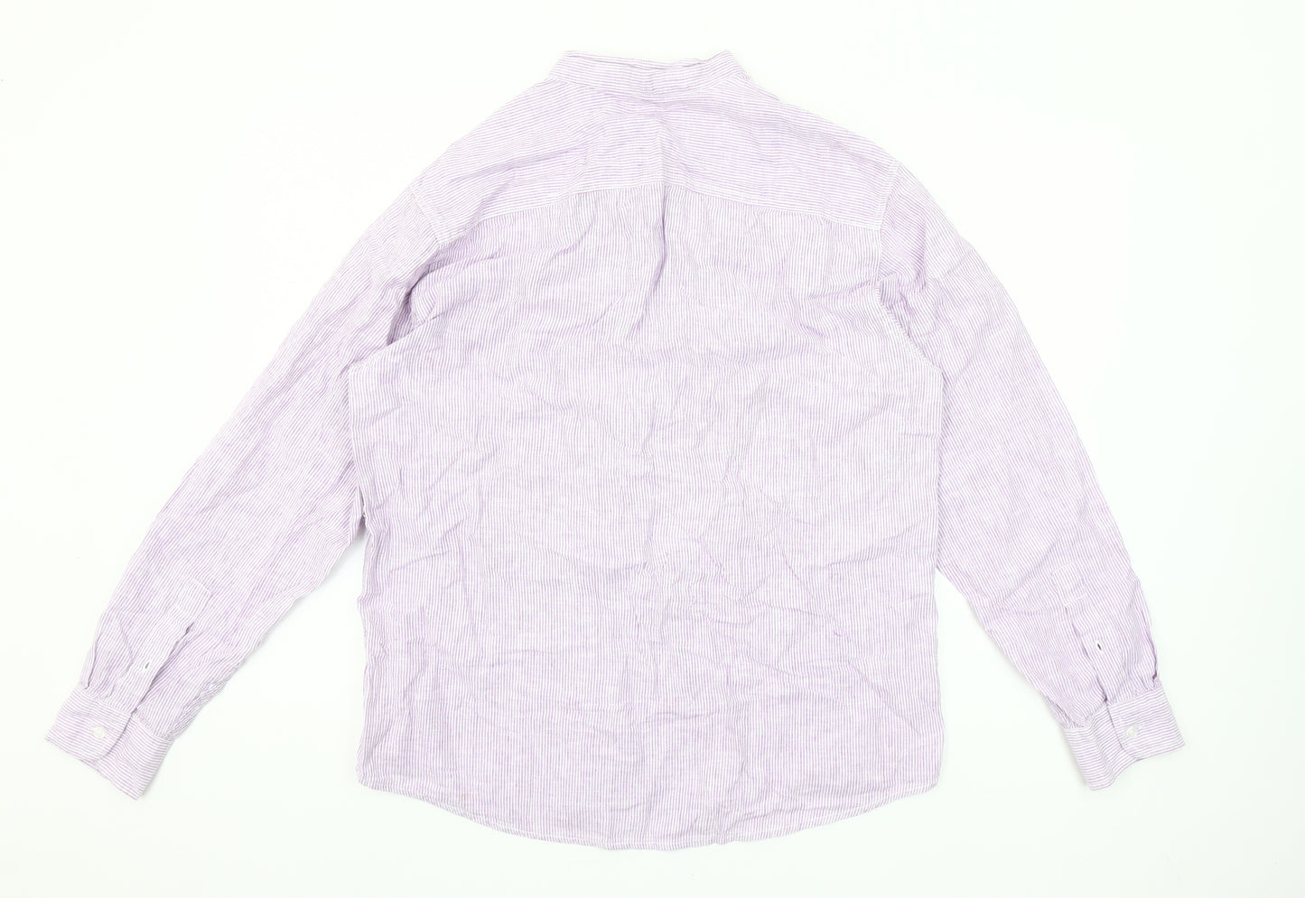 St Bernard for Dunnes Men’s Lilac Striped Linen Cotton Button-Up Shirt M 38-40"