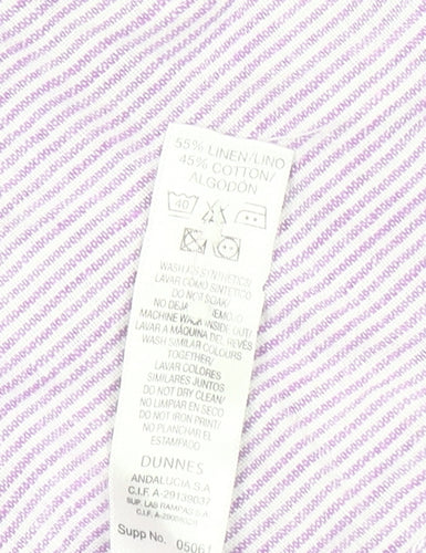 St Bernard for Dunnes Men’s Lilac Striped Linen Cotton Button-Up Shirt M 38-40"