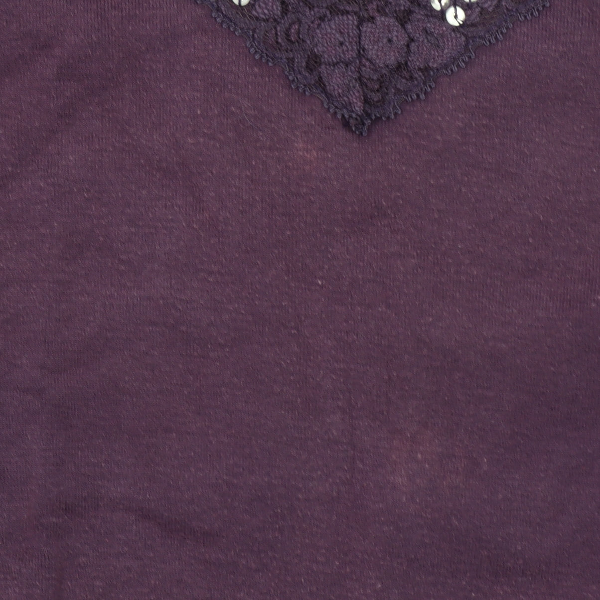 bm collection Women's Purple Lace V-Neck 3/4 Sleeve Cotton Blouse Size L