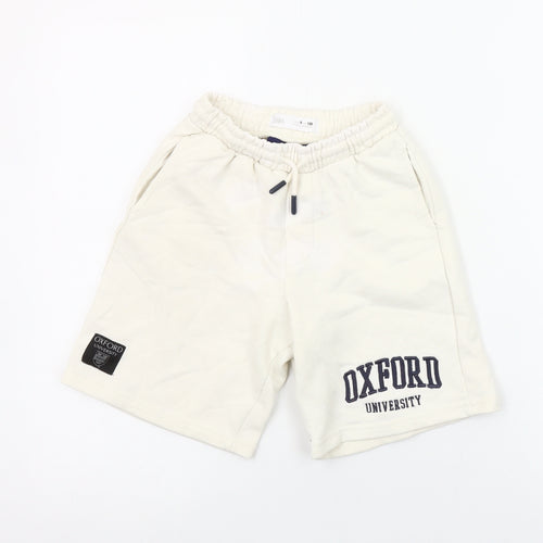Zara Boys Ivory Oxford University Sweat Shorts Size 8 Years
