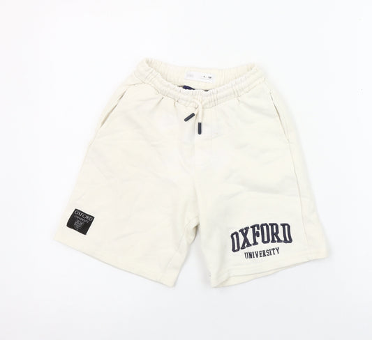 Zara Boys Ivory Oxford University Sweat Shorts Size 8 Years