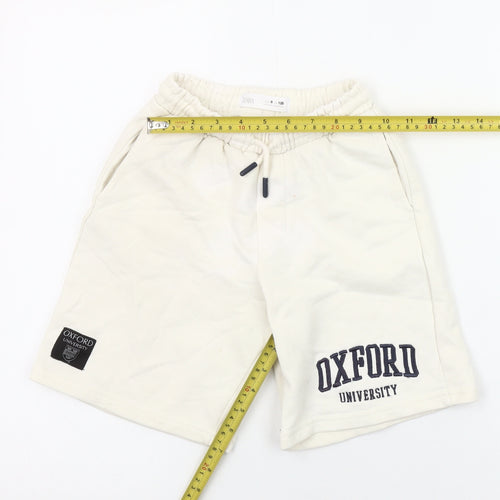 Zara Boys Ivory Oxford University Sweat Shorts Size 8 Years
