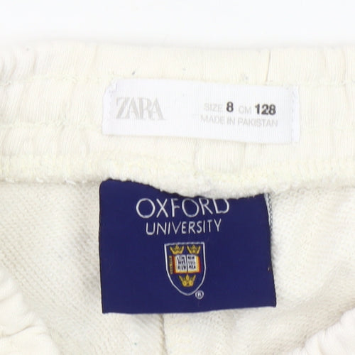 Zara Boys Ivory Oxford University Sweat Shorts Size 8 Years