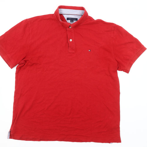 Tommy Hilfiger Men's Red Cotton Short Sleeve Polo Shirt XL