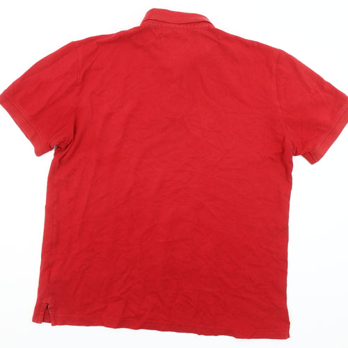 Tommy Hilfiger Men's Red Cotton Short Sleeve Polo Shirt XL