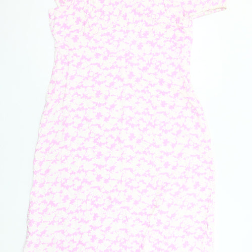 Primark Women’s Pink Floral Bodycon Dress Size 16 Short Sleeve