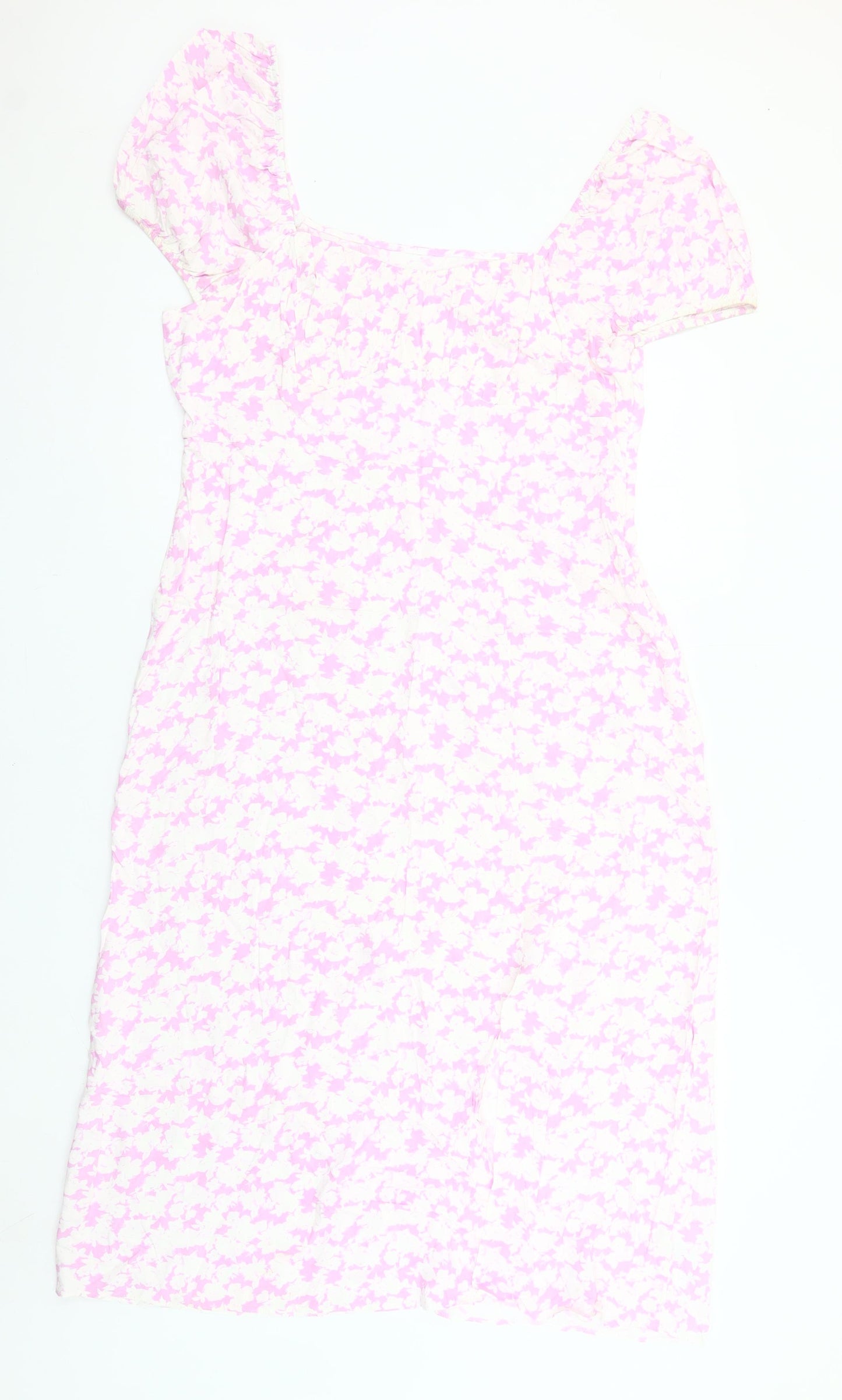Primark Women’s Pink Floral Bodycon Dress Size 16 Short Sleeve