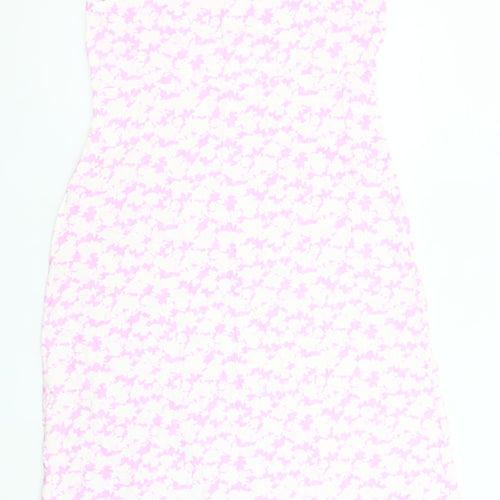 Primark Women’s Pink Floral Bodycon Dress Size 16 Short Sleeve