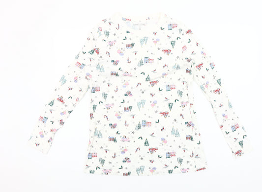 Dunnes Stores Women White Christmas Print Cotton Nightshirt Size 8-10