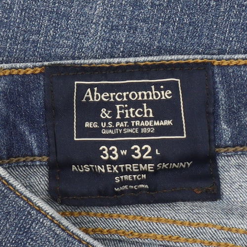 Abercrombie & Fitch Men's Blue Skinny Jeans 33W 32L Austin Extreme