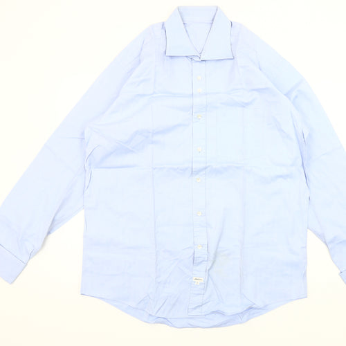 Gentiluomo Men's Blue 42 Regular Fit Long Sleeve Formal Dress Shirt