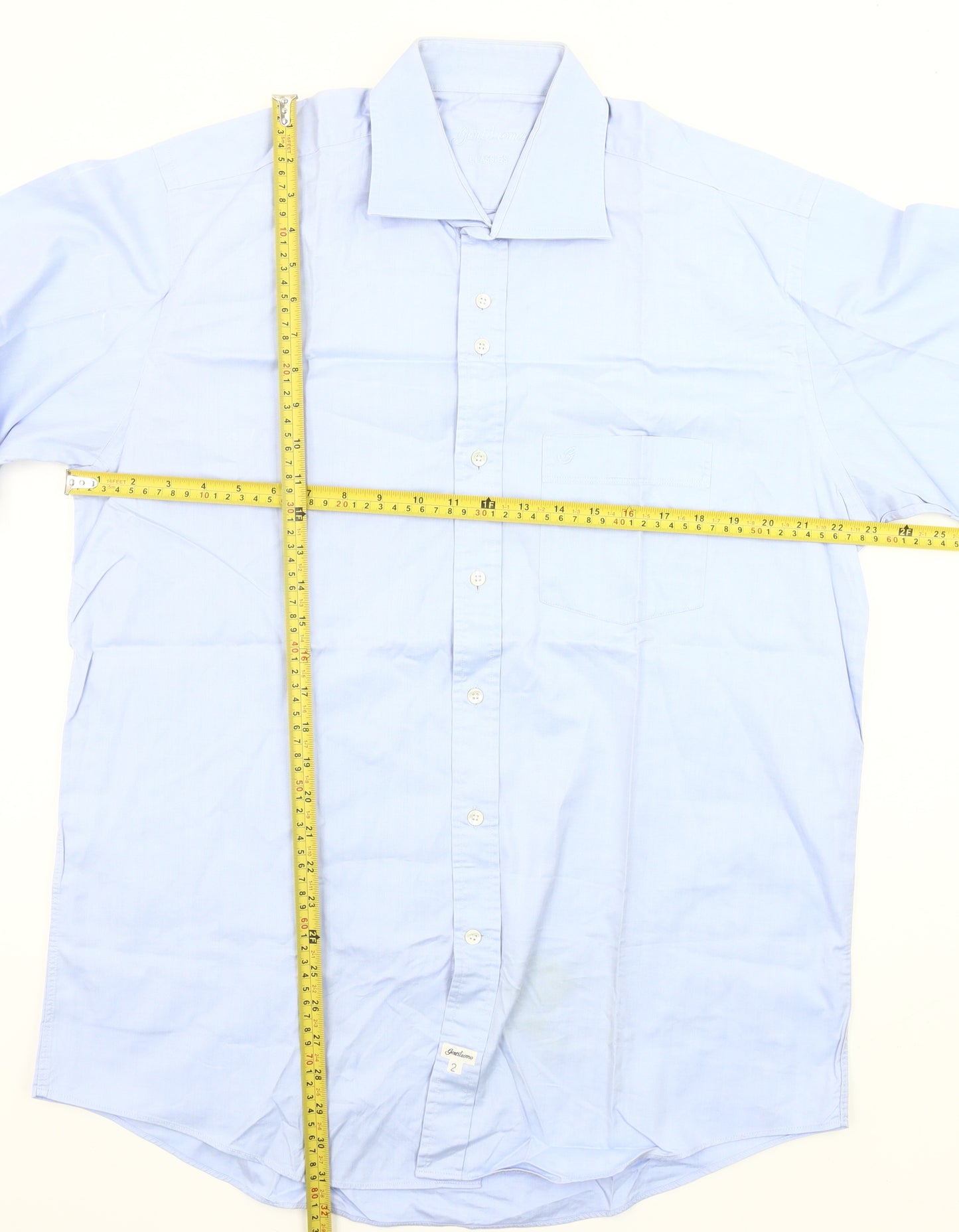 Gentiluomo Men's Blue 42 Regular Fit Long Sleeve Formal Dress Shirt