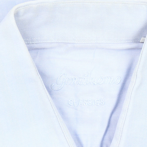 Gentiluomo Men's Blue 42 Regular Fit Long Sleeve Formal Dress Shirt