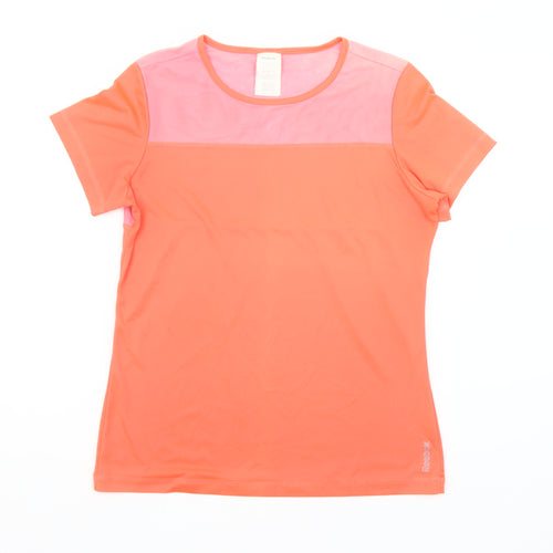 Reebok Women Orange Activewear Slim Fit T-Shirt Size L