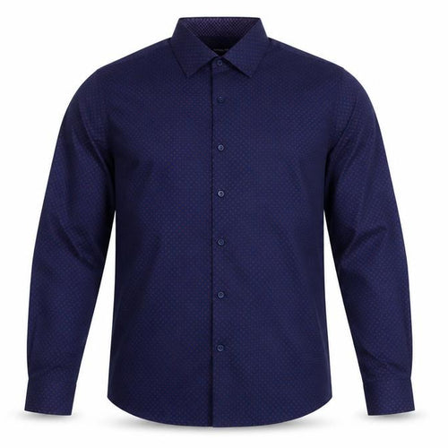Nine West Men's Blue Geometric Slim Fit Long Sleeve Button-Up Shirt Size L