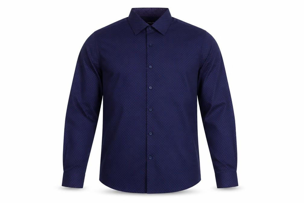 Nine West Men's Blue Geometric Slim Fit Long Sleeve Button-Up Shirt Size L