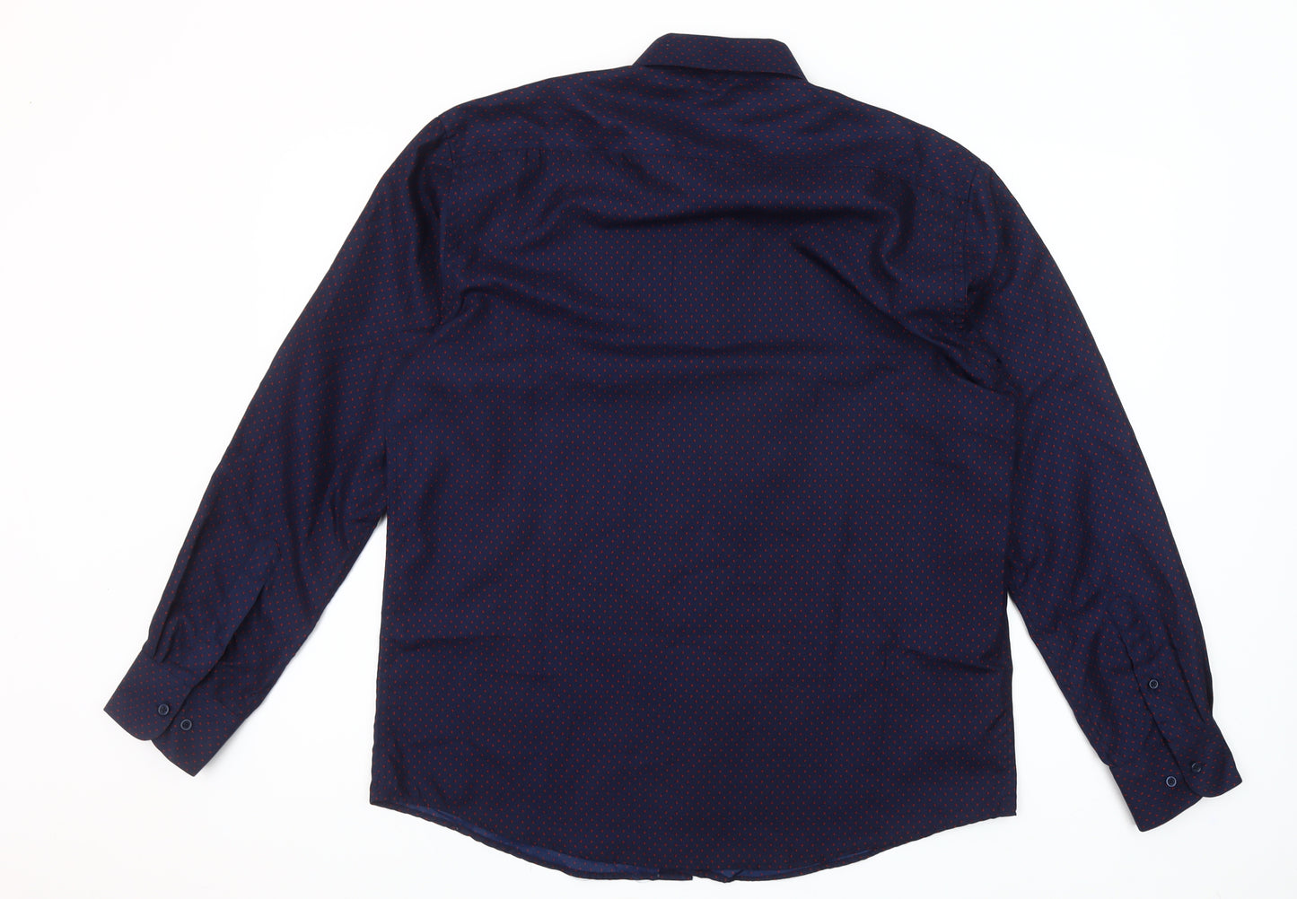 Nine West Men's Blue Geometric Slim Fit Long Sleeve Button-Up Shirt Size L
