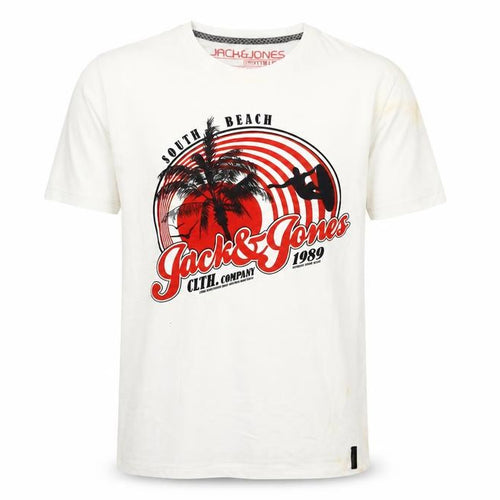 Jack & Jones Men's White South Beach Graphic T-Shirt Size L