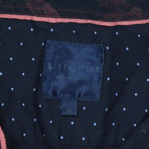 Step & Jilly Men's Blue Floral Cotton Long Sleeve Classic Fit Shirt Size M