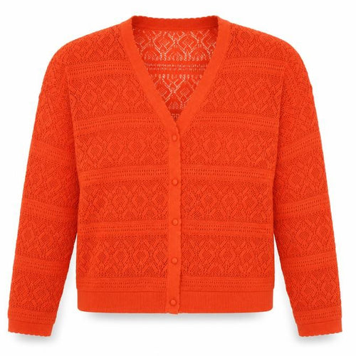 Gallery Women’s Orange V-Neck Knit Cardigan Size L