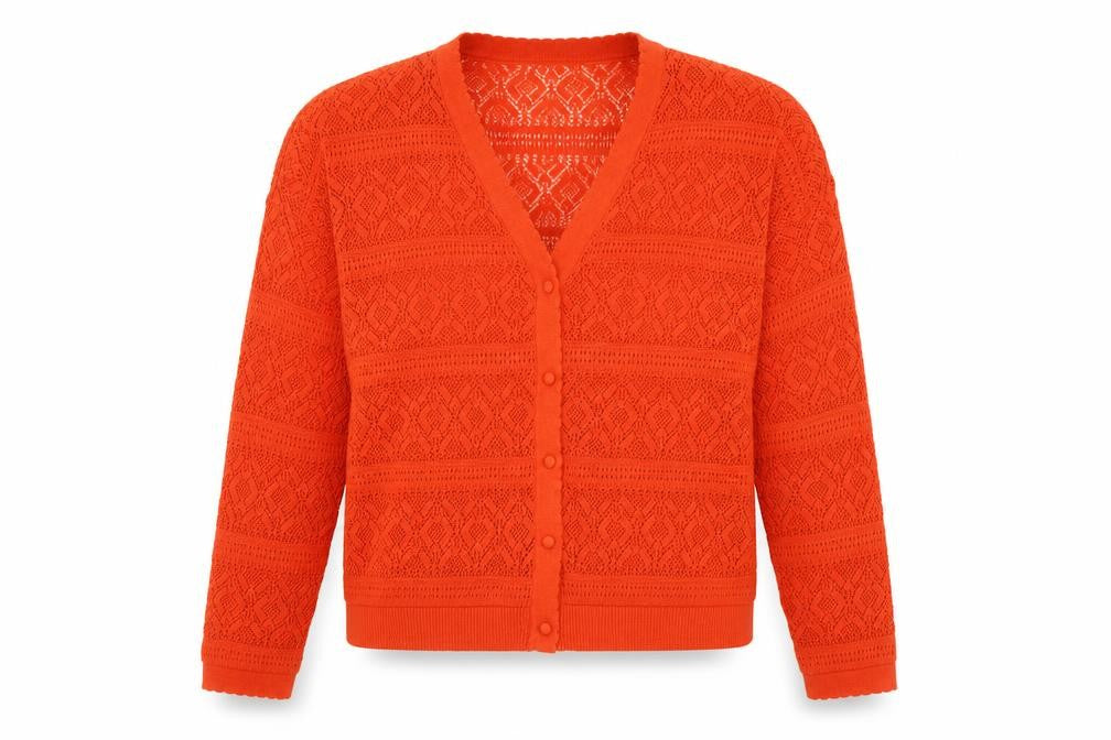 Gallery Women’s Orange V-Neck Knit Cardigan Size L