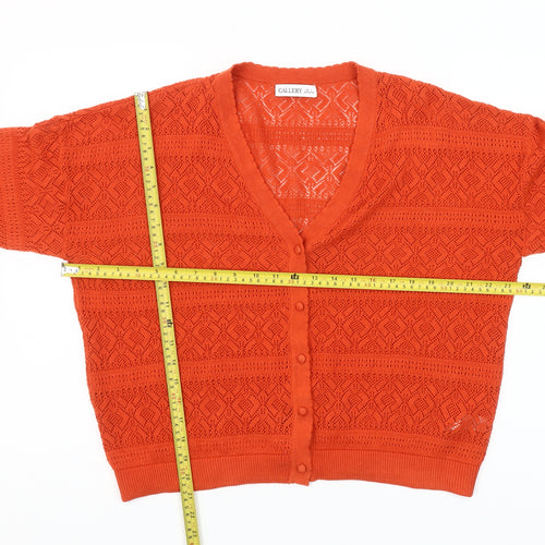 Gallery Women’s Orange V-Neck Knit Cardigan Size L