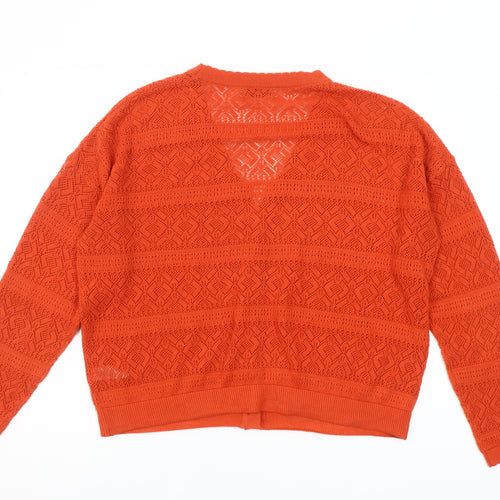 Gallery Women’s Orange V-Neck Knit Cardigan Size L
