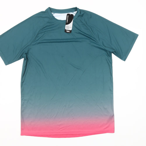 Dunnes Stores Men Blue Ombre Short Sleeve Crew Neck Sports Top Medium
