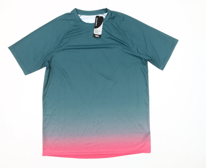 Dunnes Stores Men Blue Ombre Short Sleeve Crew Neck Sports Top Medium