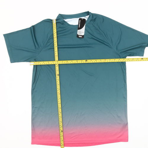 Dunnes Stores Men Blue Ombre Short Sleeve Crew Neck Sports Top Medium