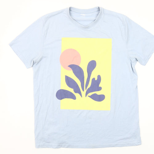 Dunnes Stores Men's Light Blue Art Print Regular Fit T-Shirt Size L