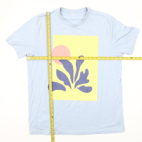 Dunnes Stores Men's Light Blue Art Print Regular Fit T-Shirt Size L