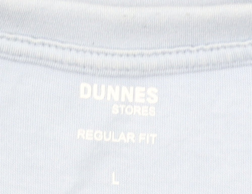 Dunnes Stores Men's Light Blue Art Print Regular Fit T-Shirt Size L