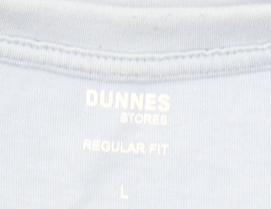 Dunnes Stores Men's Light Blue Art Print Regular Fit T-Shirt Size L