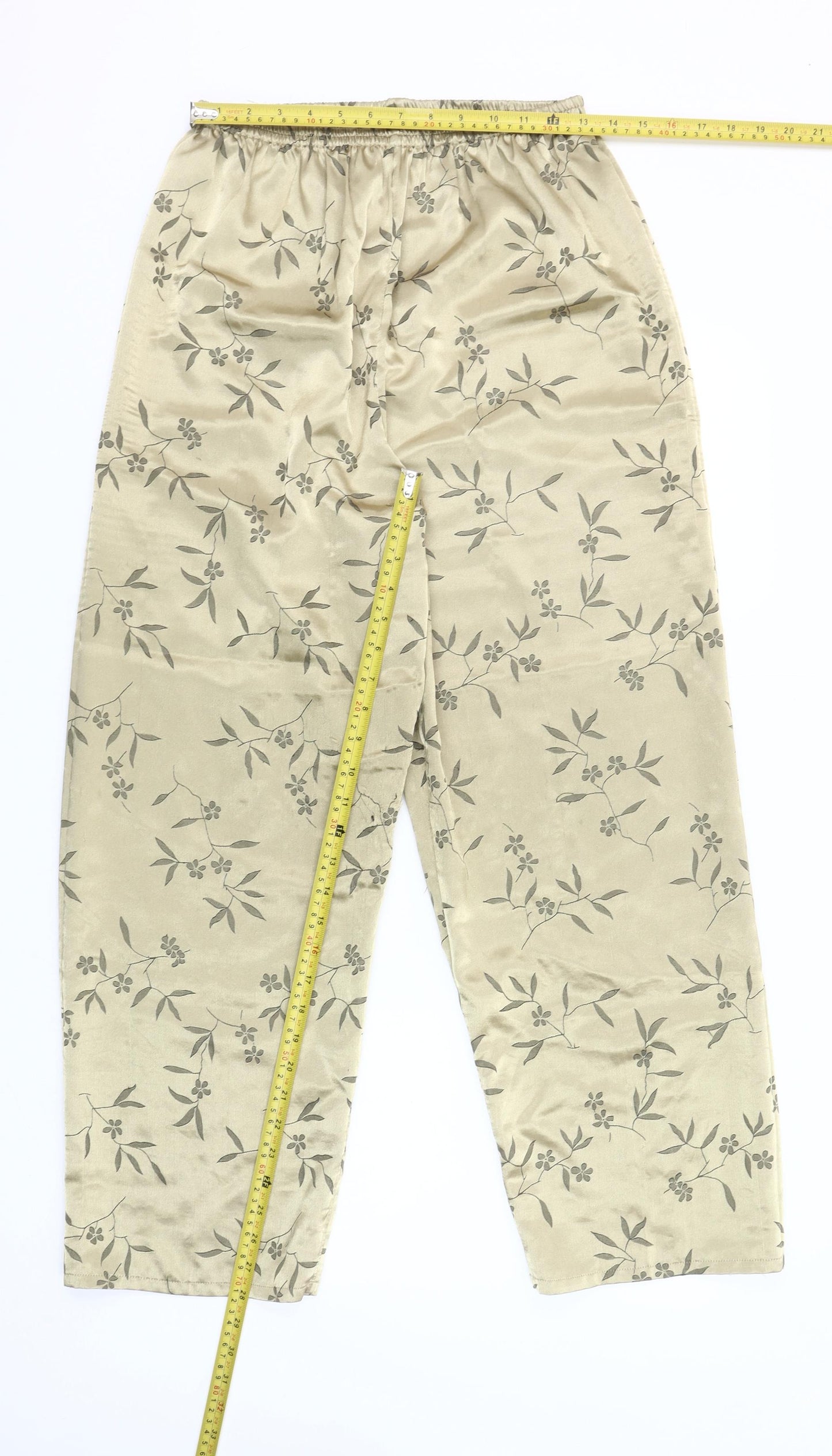 St. Bernard Women’s Beige Floral Satin Pyjama Pants Size 14-16