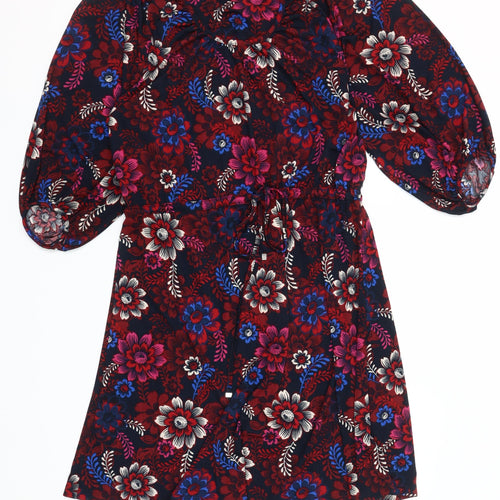 Next Women's Multicoloured Floral A-Line Dress Size 8