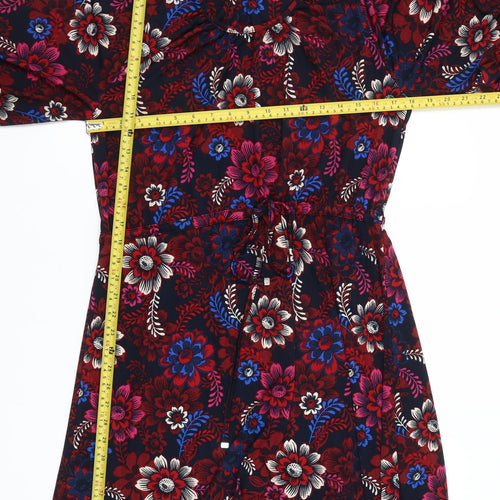 Next Women's Multicoloured Floral A-Line Dress Size 8