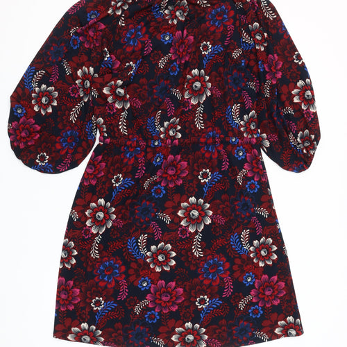 Next Women's Multicoloured Floral A-Line Dress Size 8