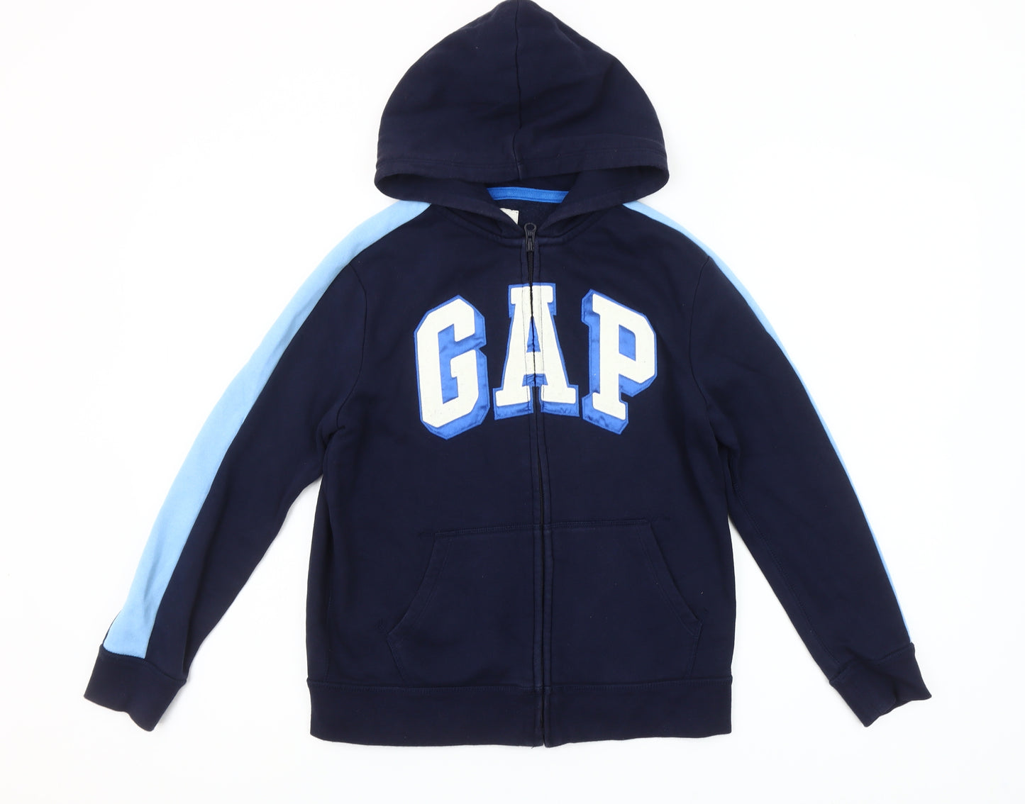 GAP Kids Girls Blue Full Zip Hoodie 10-11 Years Logo Fleece Sweatshirt