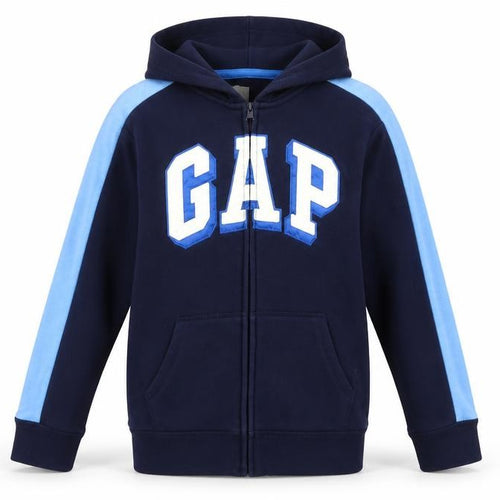 GAP Kids Girls Blue Full Zip Hoodie 10-11 Years Logo Fleece Sweatshirt